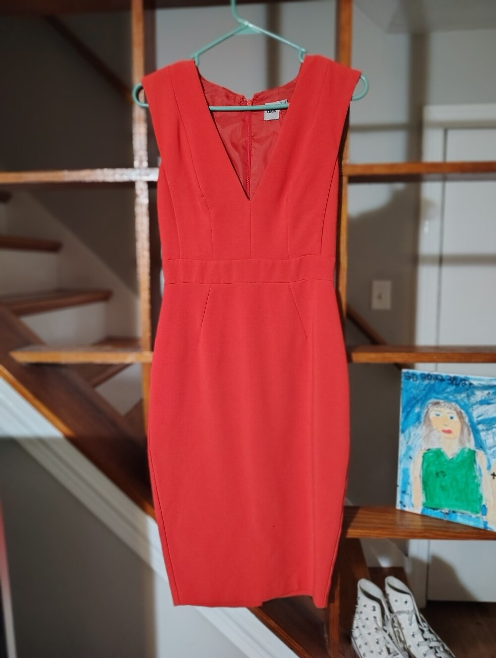 Classic Red/Coral Sheath Dress - Brand:ASOS